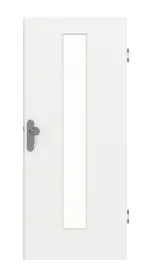 Frontansicht von GARANT Wohnungseingangstür D354-60 Designer White Resopal mit Lichtausschnitt LA-4 mittig