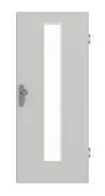 Frontansicht von GARANT Wohnungseingangstür D92-60 Dove Grey Resopal mit Lichtausschnitt LA-4 mittig