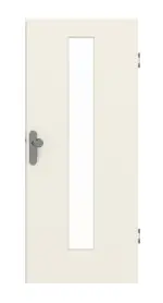 Frontansicht von GARANT Wohnungseingangstür Weißlack 9010 CePaL mit Lichtausschnitt LA-4 mittig