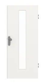 Frontansicht von GARANT Wohnungseingangstür Weißlack 9016 mit Lichtausschnitt LA-4 mittig