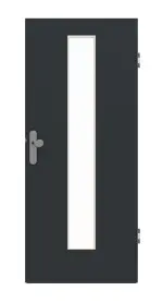 Frontansicht von GARANT Wohnungseingangstür U12000SD Vulkanschwarz GHK08 mit Lichtausschnitt LA-4 mittig