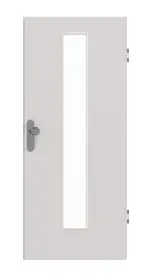 Frontansicht von GARANT Wohnungseingangstür U12188SD Lichtgrau GHK08 mit Lichtausschnitt LA-4 mittig