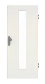 Frontansicht von GARANT Wohnungseingangstür Weiß Struktur Premium GCK08 mit Lichtausschnitt LA-4 mittig