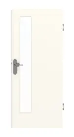 Frontansicht von GARANT Wohnungseingangstür 0105-60 Pearl White CePaL mit Lichtausschnitt LA-4 schlossseitig