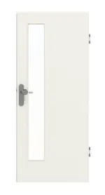 Frontansicht von GARANT Wohnungseingangstür 0135-60 Rain Resopal mit Lichtausschnitt LA-4 schlossseitig