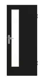 Frontansicht von GARANT Wohnungseingangstür 0901-60 Black Resopal mit Lichtausschnitt LA-4 schlossseitig