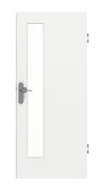 Frontansicht von GARANT Wohnungseingangstür D354-60 Designer White Resopal mit Lichtausschnitt LA-4 schlossseitig