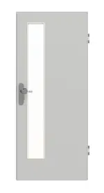 Frontansicht von GARANT Wohnungseingangstür D92-60 Dove Grey Resopal mit Lichtausschnitt LA-4 schlossseitig