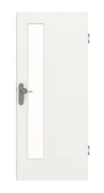 Frontansicht von GARANT Wohnungseingangstür Weißlack 9016 CePaL mit Lichtausschnitt LA-4 schlossseitig