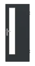 Frontansicht von GARANT Wohnungseingangstür U12000SD Vulkanschwarz GHK08 mit Lichtausschnitt LA-4 schlossseitig