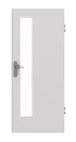 Frontansicht von GARANT Wohnungseingangstür U12188SD Lichtgrau GHK08 mit Lichtausschnitt LA-4 schlossseitig