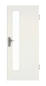 Frontansicht von GARANT Wohnungseingangstür Weiß Struktur Premium CePaL mit Lichtausschnitt LA-4 schlossseitig