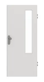 Frontansicht von GARANT Wohnungseingangstür 0160-60 Silver Grey CePaL mit Lichtausschnitt LA-5 bandseitig