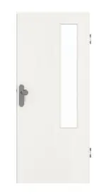 Frontansicht von GARANT Wohnungseingangstür Authentic Bianco GCK08 mit Lichtausschnitt LA-5 bandseitig