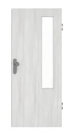 Frontansicht von GARANT Wohnungseingangstür Authentic Grigio CePaL mit Lichtausschnitt LA-5 bandseitig