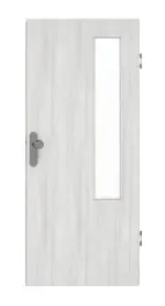 Frontansicht von GARANT Wohnungseingangstür Authentic Grigio GCK08 mit Lichtausschnitt LA-5 bandseitig