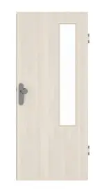 Frontansicht von GARANT Wohnungseingangstür Authentic Perl CePaL mit Lichtausschnitt LA-5 bandseitig