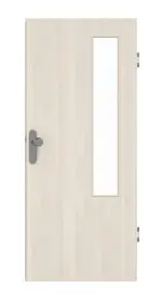 Frontansicht von GARANT Wohnungseingangstür Authentic Perl GCK08 mit Lichtausschnitt LA-5 bandseitig