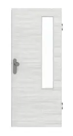 Frontansicht von GARANT Wohnungseingangstür Quer Authentic Grigio GCK08 mit Lichtausschnitt LA-5 bandseitig