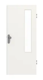 Frontansicht von GARANT Wohnungseingangstür Weißlack 9016 CePaL mit Lichtausschnitt LA-5 bandseitig