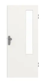 Frontansicht von GARANT Wohnungseingangstür Weißlack 9016 GHK08 mit Lichtausschnitt LA-5 bandseitig