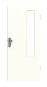 Frontansicht von GARANT Wohnungseingangstür U11026SD Kristallweiß GHK08 mit Lichtausschnitt LA-5 bandseitig