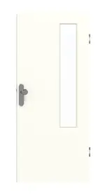 Frontansicht von GARANT Wohnungseingangstür W1000ST3 Premium Weiß GHK08 mit Lichtausschnitt LA-5 bandseitig