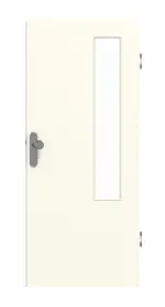 Frontansicht von GARANT Wohnungseingangstür W980ST15 Platinweiß GHK08 mit Lichtausschnitt LA-5 bandseitig