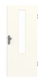 Frontansicht von GARANT Wohnungseingangstür 0105-60 Pearl White CePaL mit Lichtausschnitt LA-5 mittig