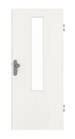 Frontansicht von GARANT Wohnungseingangstür Authentic Bianco CePaL mit Lichtausschnitt LA-5 mittig