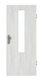 Frontansicht von GARANT Wohnungseingangstür Authentic Grigio CePaL mit Lichtausschnitt LA-5 mittig