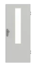 Frontansicht von GARANT Wohnungseingangstür D92-60 Dove Grey Resopal mit Lichtausschnitt LA-5 mittig