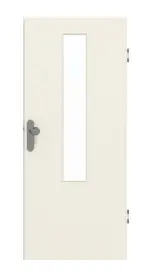 Frontansicht von GARANT Wohnungseingangstür Weißlack 9010 GHK08 mit Lichtausschnitt LA-5 mittig