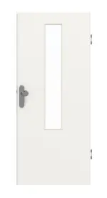 Frontansicht von GARANT Wohnungseingangstür Weißlack 9016 CePaL mit Lichtausschnitt LA-5 mittig