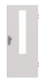 Frontansicht von GARANT Wohnungseingangstür U12188SD Lichtgrau GHK08 mit Lichtausschnitt LA-5 mittig