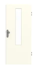 Frontansicht von GARANT Wohnungseingangstür W980ST15 Platinweiß GHK08 mit Lichtausschnitt LA-5 mittig