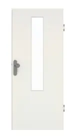 Frontansicht von GARANT Wohnungseingangstür Weiß Struktur Premium GCK08 mit Lichtausschnitt LA-5 mittig