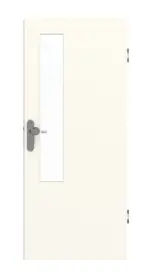Frontansicht von GARANT Wohnungseingangstür 0105-60 Pearl White CePaL mit Lichtausschnitt LA-5 schlossseitig