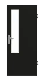 Frontansicht von GARANT Wohnungseingangstür 0901-60 Black Resopal mit Lichtausschnitt LA-5 schlossseitig