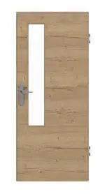 Frontansicht von GARANT Wohnungseingangstür Quer Authentic Risseiche CePaL mit Lichtausschnitt LA-5 schlossseitig