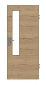 Frontansicht von GARANT Wohnungseingangstür Quer Authentic Risseiche GCK08 mit Lichtausschnitt LA-5 schlossseitig