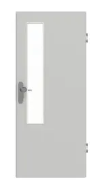 Frontansicht von GARANT Wohnungseingangstür D92-60 Dove Grey Resopal mit Lichtausschnitt LA-5 schlossseitig