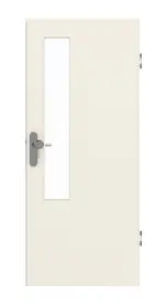 Frontansicht von GARANT Wohnungseingangstür Weißlack 9010 GHK08 mit Lichtausschnitt LA-5 schlossseitig