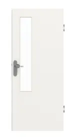 Frontansicht von GARANT Wohnungseingangstür Weißlack 9016 CePaL mit Lichtausschnitt LA-5 schlossseitig