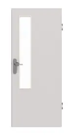 Frontansicht von GARANT Wohnungseingangstür U12188SD Lichtgrau GHK08 mit Lichtausschnitt LA-5 schlossseitig