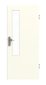 Frontansicht von GARANT Wohnungseingangstür W980ST15 Platinweiß GHK08 mit Lichtausschnitt LA-5 schlossseitig