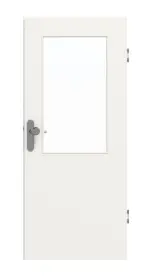 Frontansicht von GARANT Wohnungseingangstür Weißlack 9016 mit Lichtausschnitt LA-6