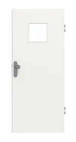 Frontansicht von GARANT Wohnungseingangstür Weißlack 9016 mit Lichtausschnitt LA-7