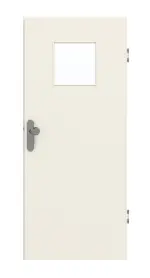 Frontansicht von GARANT Wohnungseingangstür Weißlack 9010 mit Lichtausschnitt LA-8