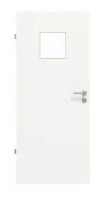 Frontansicht von GARANT Feuchtraumtür U11209SD Edelweiß GHK08 mit Lichtausschnitt LA-7